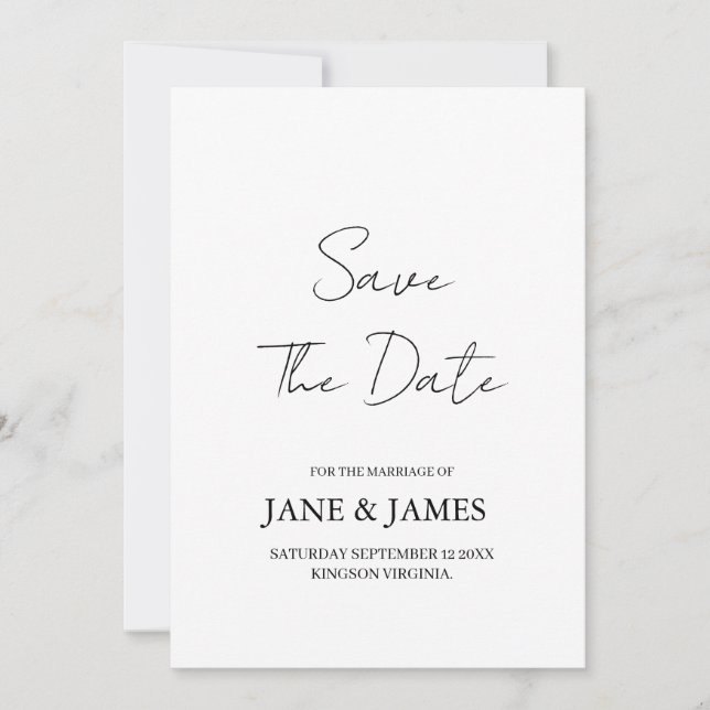 Minimal Script Photo Save the Date (Front)
