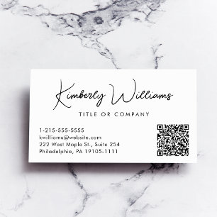 Minimal Script QR Code Professional Business Card