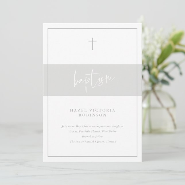 Minimal Script Religious Baptism Invitation (Standing Front)