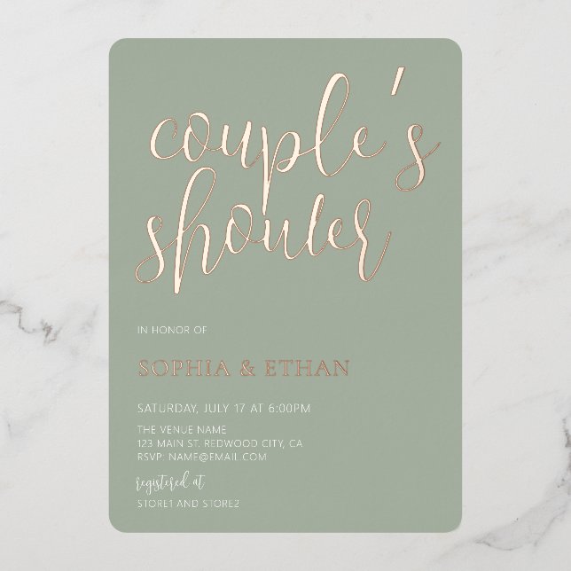 Minimal Script Sage Green Couples Shower (Front)