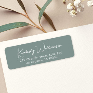 Minimal Script Sage Green Return Address Label