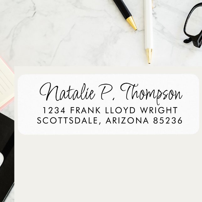 Minimal Script Simple Clean Script Return Address Label (Creator Uploaded)