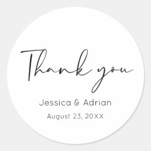 Minimal Script Thank You Classic Round Sticker