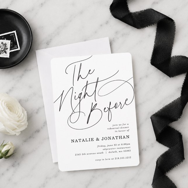 Minimal Script The Night Before Rehearsal Dinner Invitation (Minimal Script The Night Before Rehearsal Dinner Invitation)