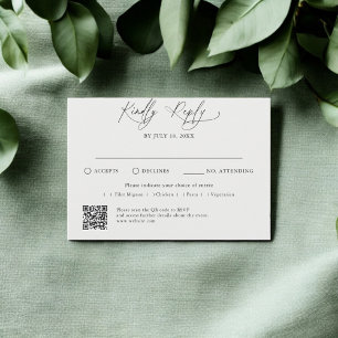 Minimal Script Traditional QR Code RSVP  Card