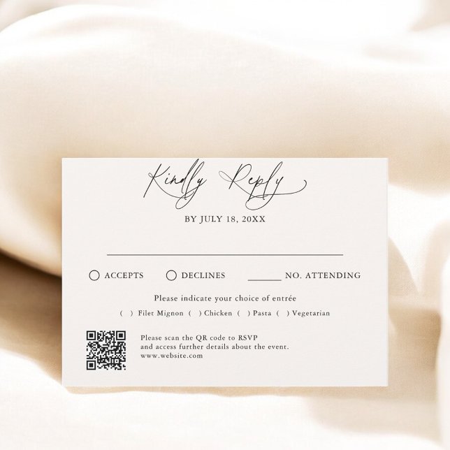 Minimal Script Traditional QR Code RSVP  Card (Creator Uploaded)
