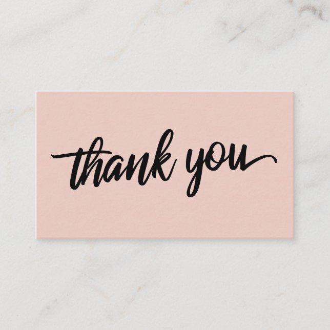 Minimal Script Typography Blush Pink Thank You Enclosure Card (Front)