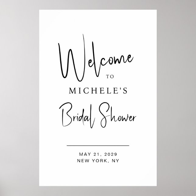 Minimal Script Typography Bridal Shower Welcome Poster (Front)