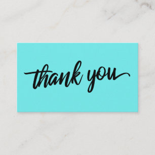 Minimal Script Typography Bright Aqua Thank You Enclosure Card