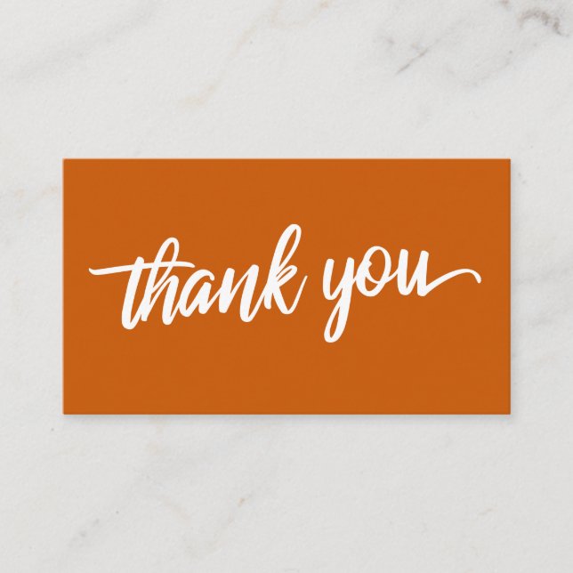 Minimal Script Typography Burnt Orange Thank You Enclosure Card (Front)