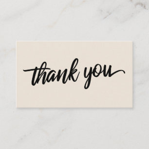 Minimal Script Typography Cream Thank You Enclosure Card