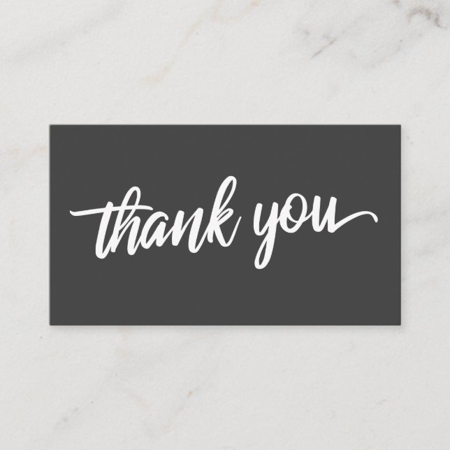 Minimal Script Typography Dark Grey Thank You Enclosure Card (Front)
