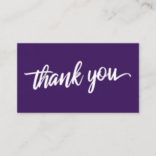 Minimal Script Typography Dark Purple Thank You Enclosure Card