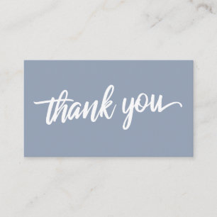 Minimal Script Typography Dusty Blue Thank You Enclosure Card