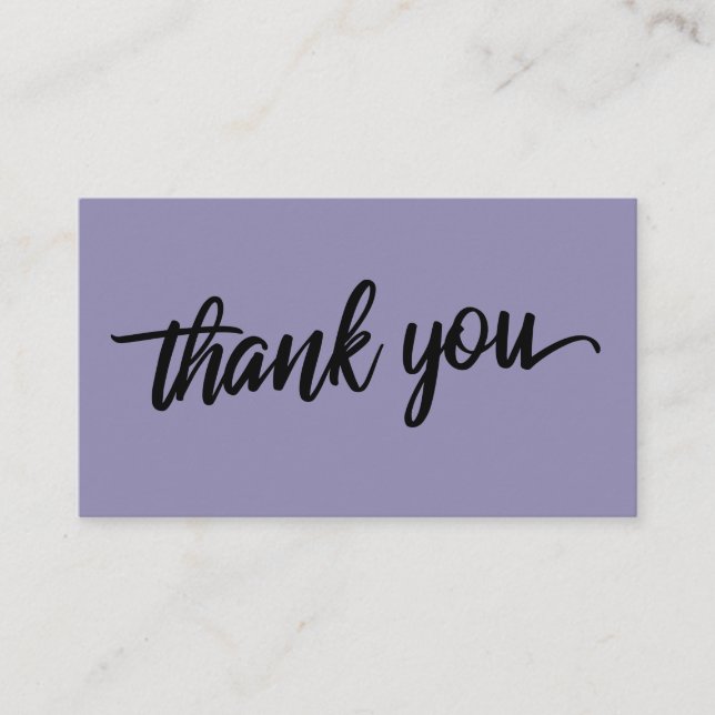Minimal Script Typography Dusty Purple Thank You Enclosure Card (Front)