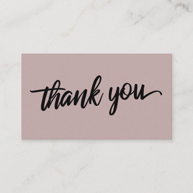 Minimal Script Typography Dusty Rose Thank You Enclosure Card (Front)