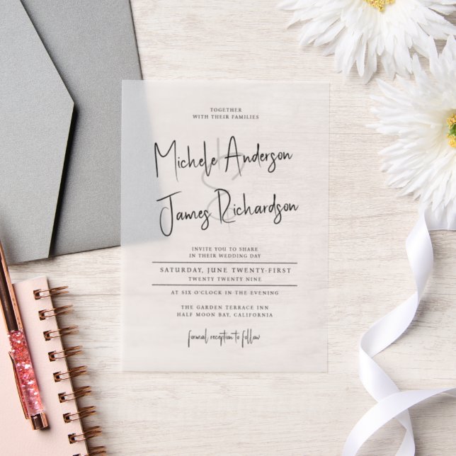 Minimal Script Typography Formal Wedding Vellum Invitations (Wedding)