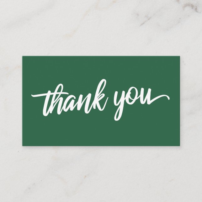 Minimal Script Typography Leaf Green Thank You Enclosure Card (Front)