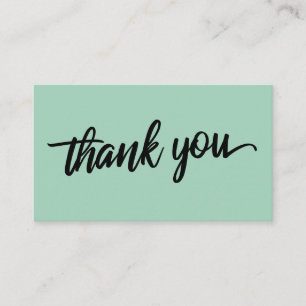 Minimal Script Typography Light Green Thank You Enclosure Card