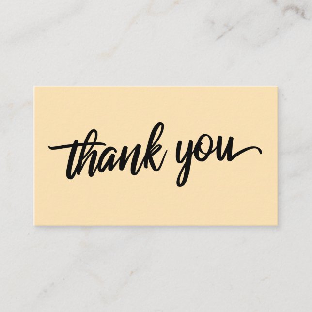 Minimal Script Typography Light Peach Thank You Enclosure Card (Front)