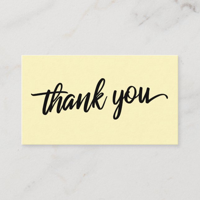 Minimal Script Typography Light Yellow Thank You Enclosure Card (Front)