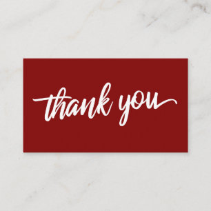 Minimal Script Typography Maroon Red Thank You Enclosure Card