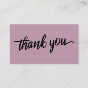 Minimal Script Typography Medium Mauve Thank You Enclosure Card
