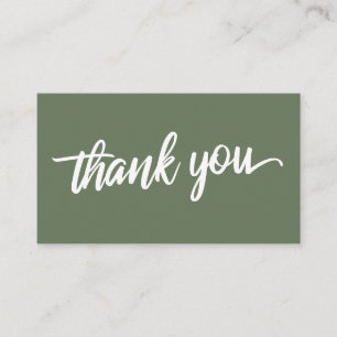 Minimal Script Typography Olive Green Thank You Enclosure Card