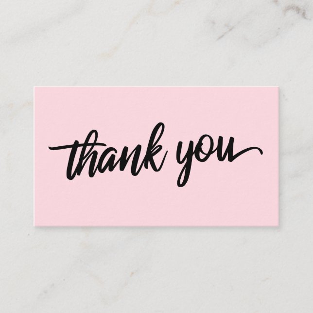 Minimal Script Typography Pastel Pink Thank You Enclosure Card (Front)