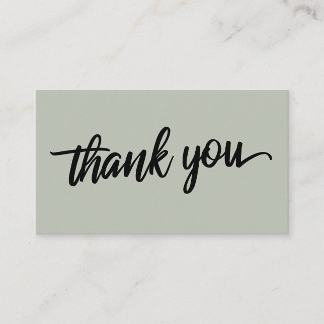 Minimal Script Typography Sage Green Thank You Enclosure Card (Front)