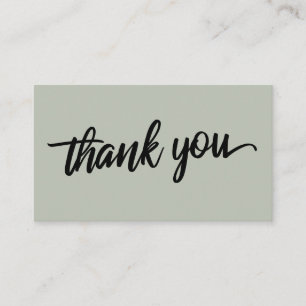 Minimal Script Typography Sage Green Thank You Enclosure Card
