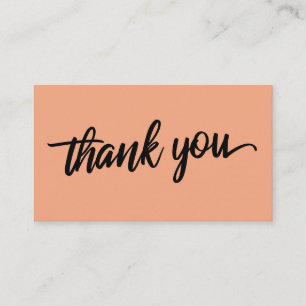 Minimal Script Typography Salmon Thank You Enclosure Card