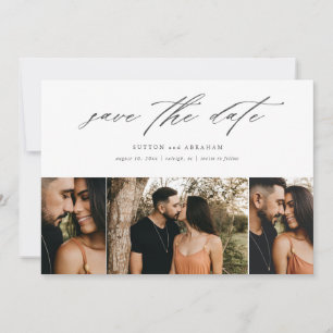 Minimal Script Wedding 3 Photo Save The Date
