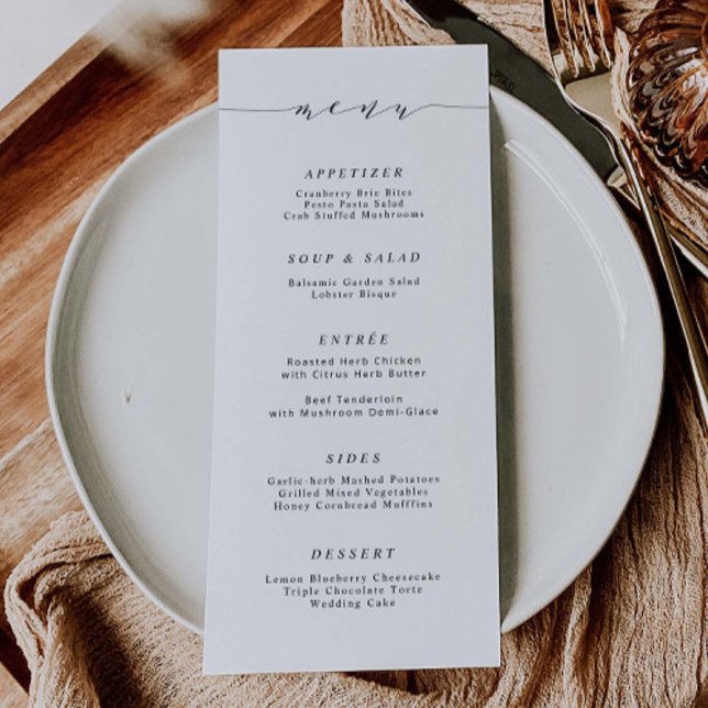 Minimal Script Wedding Food Dinner Menu Card S105 (Creator Uploaded)