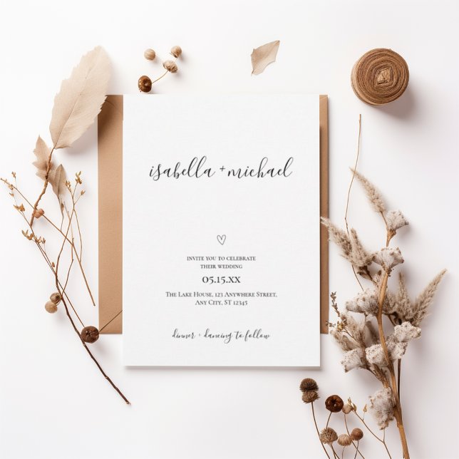 Minimal Script Wedding Invitation with Heart  (Creator Uploaded)