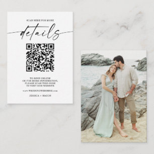 Minimal Script Wedding Website QR Code Details Enclosure Card