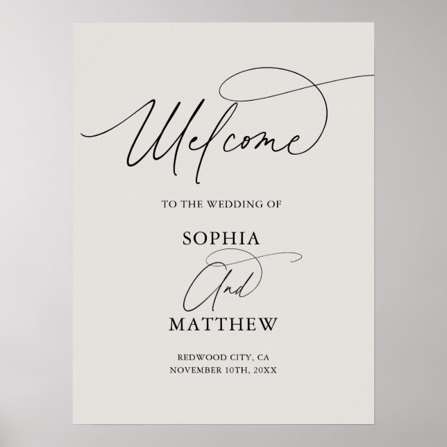 Minimal Script Welcome Wedding Poster (Front)