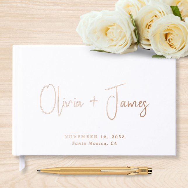 Minimal Script White Wedding Guest Book (Creator Uploaded)