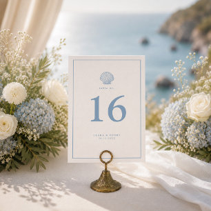 Minimal Seashell Coastal Wedding Table Number