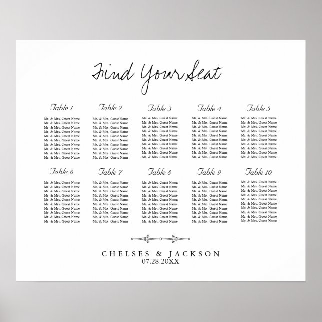 Minimal Seating 10 Table Chart (Front)