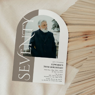 Minimal SEVENTY Arch Photo 70th Birthday Invitation