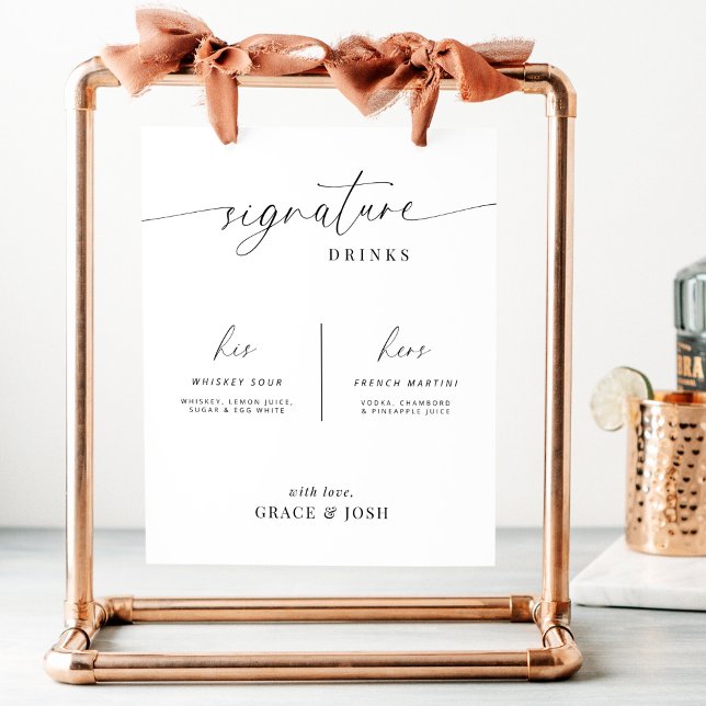 Minimal Signature Drink Cocktail Bar Menu Sign (Creator Uploaded)