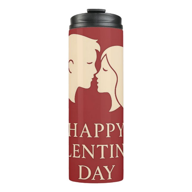 Minimal Silhouette Romantic Valentines Travel Thermal Tumbler (Front)