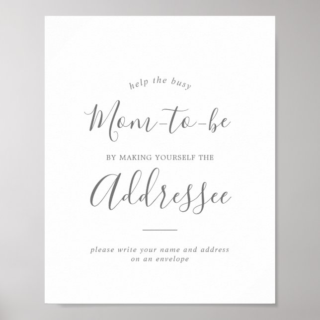 Minimal Silver Baby Shower Address an Envelope Poster (Front)
