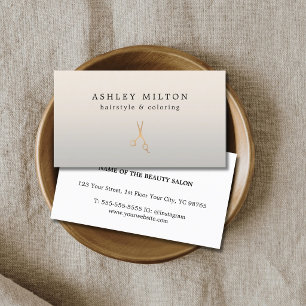 Minimal Silver Faux Gold Scissors Hair Stylist Business Card