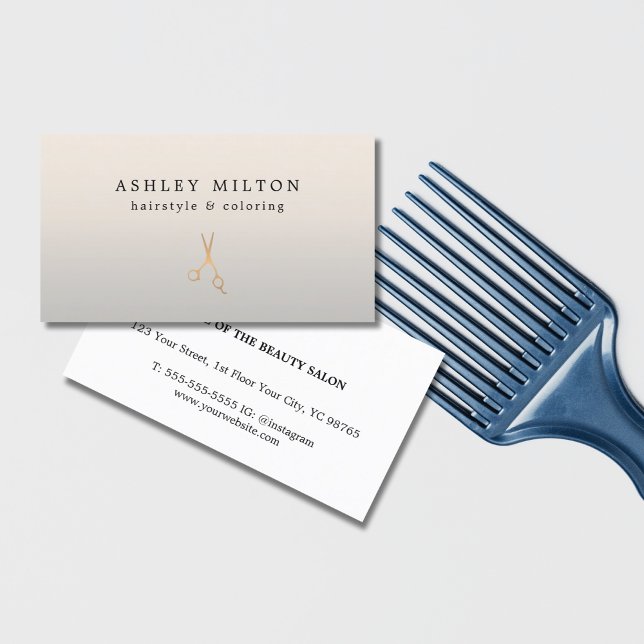 Minimal Silver Faux Gold Scissors Hair Stylist Business Card (Creator Uploaded)