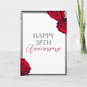 Minimal Silver Frame Husband 25th Anniversary Card