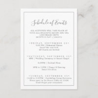 Minimal Silver Wedding Weekend Schedule of Events