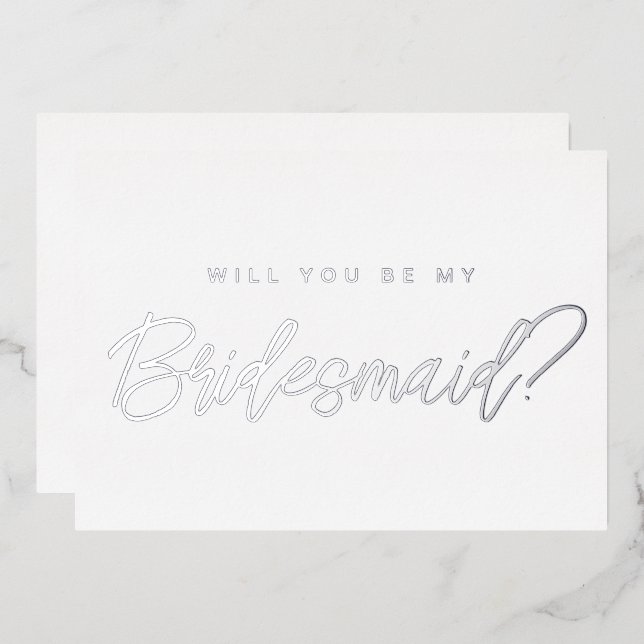 Minimal silver will you be my bridesmaid proposal  (Front/Back)