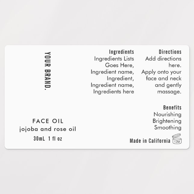 Minimal Simple 1oz 30ml Dropper Bottle Waterproof (Design 1)